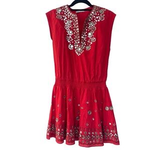 Alice + Olivia Red Mirror Embellished Dress S